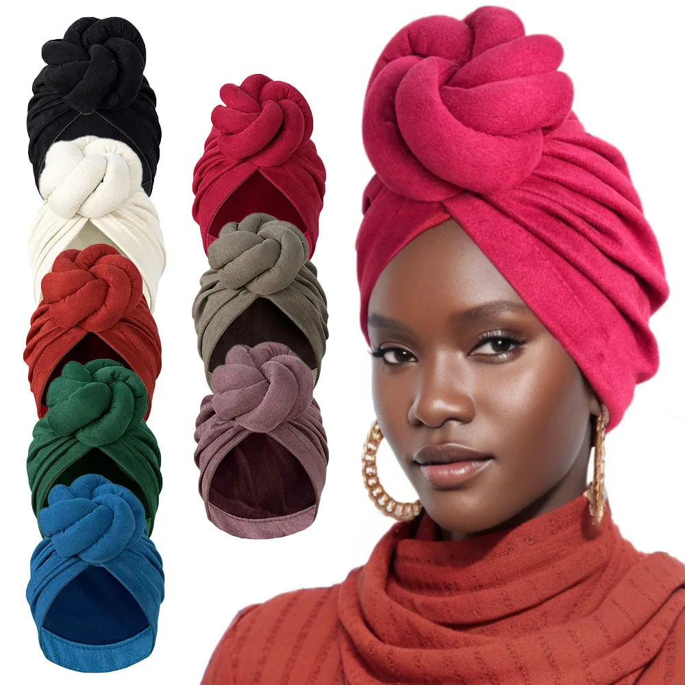 Fashion Casual Solid Color Twist Knot Hat