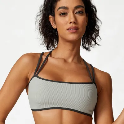 Women's Solid Color Thick Screw Sports Backless Tank Top Tight Shorts