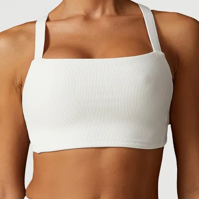 Women's Solid Color Thick Screw Sports Backless Tank Top Tight Shorts