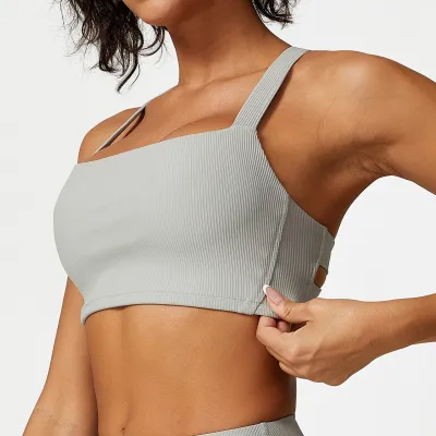 Women's Solid Color Thick Screw Sports Backless Tank Top Tight Shorts