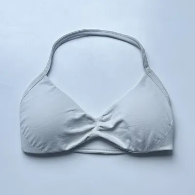 Women Sexy Solid Color Nylon Halter-Neck Yoga Sports Bra