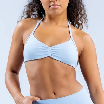 Women Sexy Solid Color Nylon Halter-Neck Yoga Sports Bra