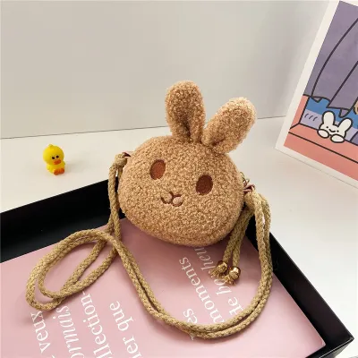 Kids Cute Cartoon Bunny Plush Crossbody Bag for Kindergarten