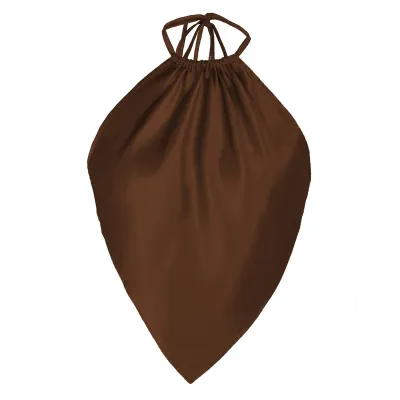 Women Sexy Solid Color Satin Halter Neck Lace-Up Backless Tank Top