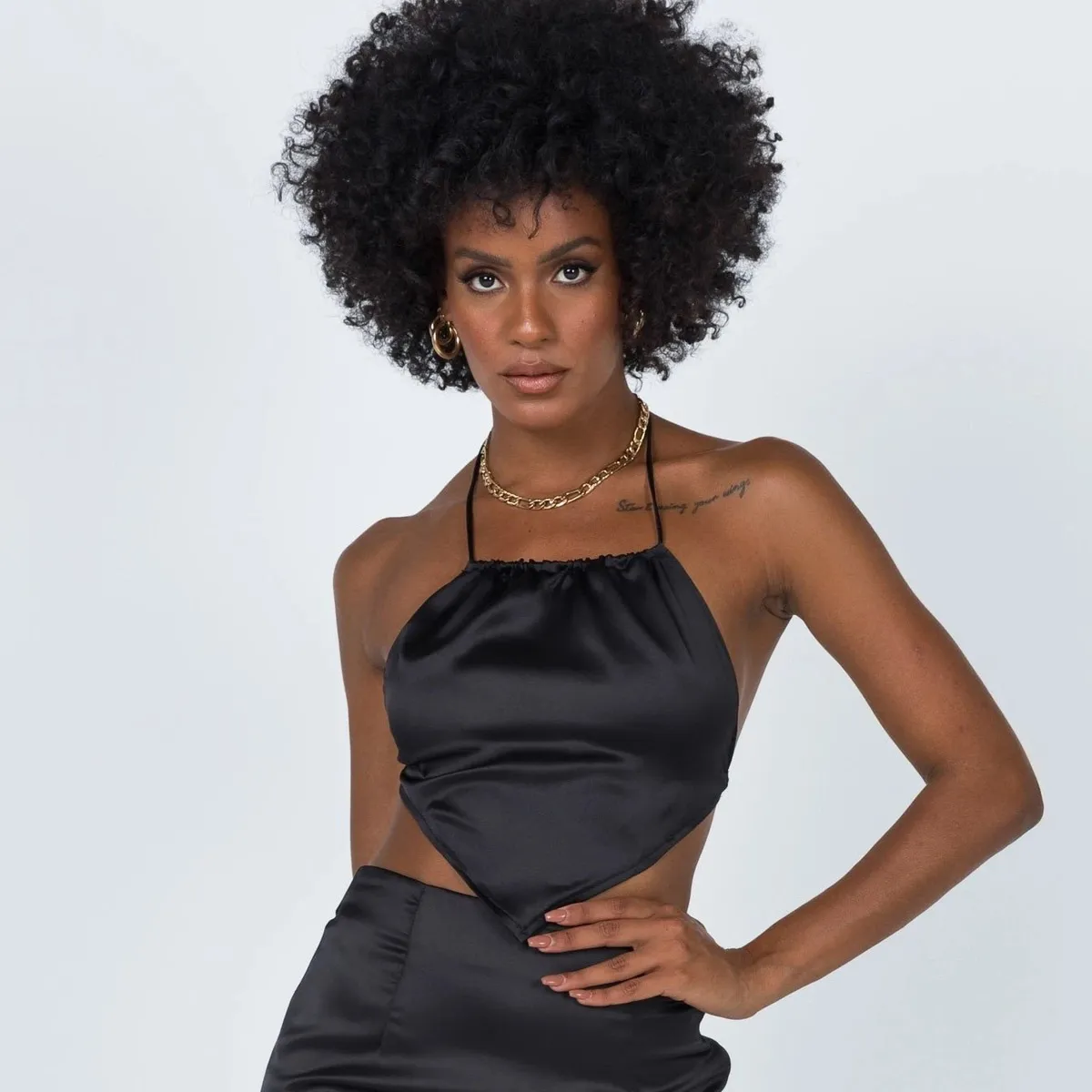 Women Sexy Solid Color Satin Halter Neck Lace-Up Backless Tank Top