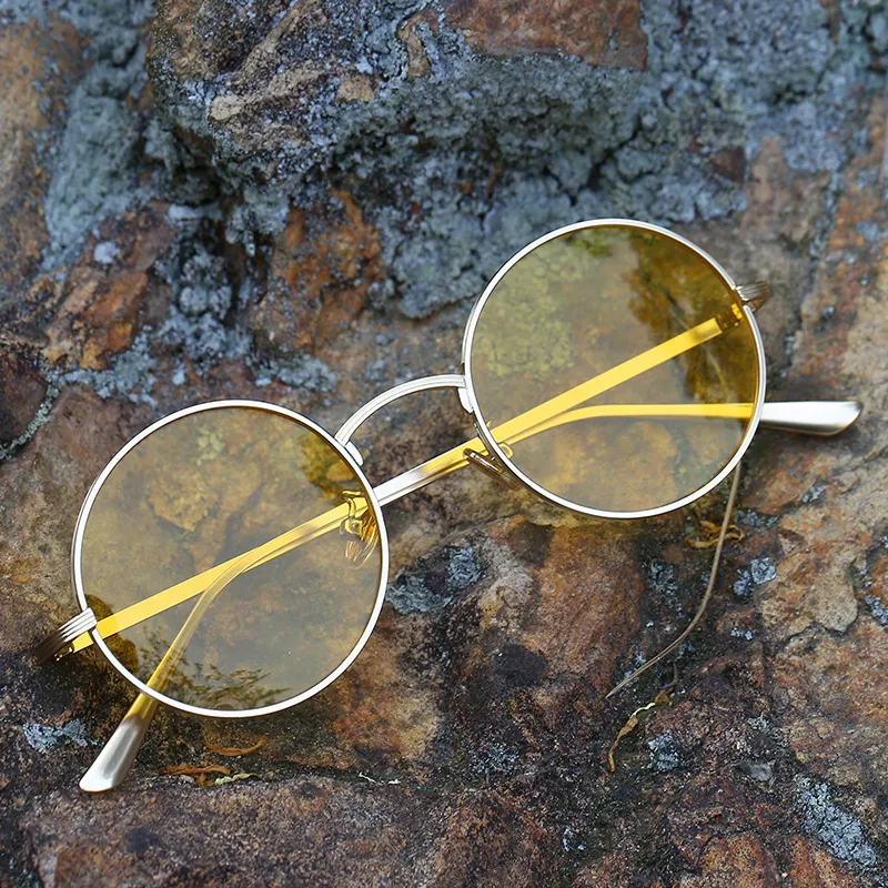 Women Fashion Retro Simple Round Frame Sunglasses Punk Personality