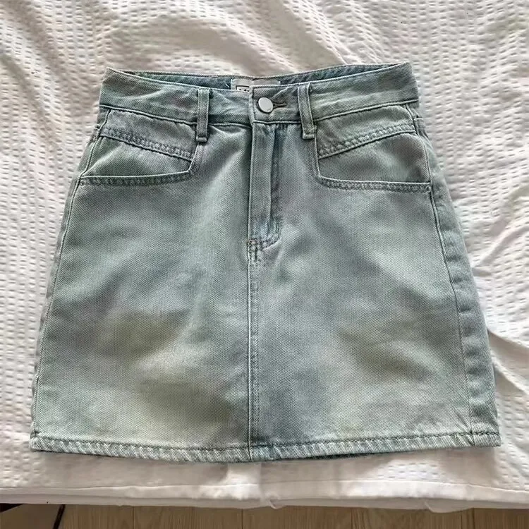 Women Casual High Waist Denim Skirt