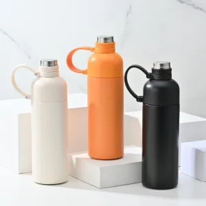 Simple Stainless Steel Portable Silicone Rope Outdoor Sports Thermos Cup 500ml
