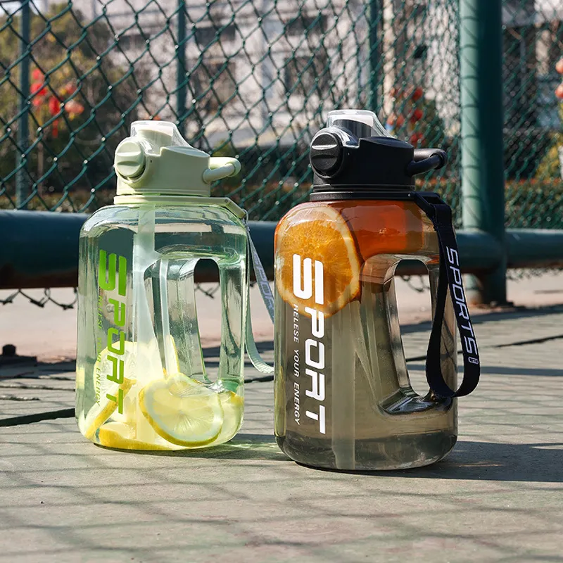 Simple Transparent Large Capacity Outdoor Sports Water Cup with Lanyard