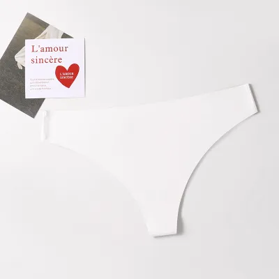 Women Sexy Solid Color Seamless Low Waist Thong Panties