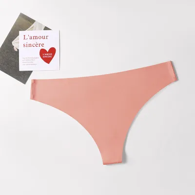 Women Sexy Solid Color Seamless Low Waist Thong Panties