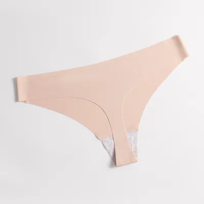 Women Sexy Solid Color Seamless Low Waist Thong Panties