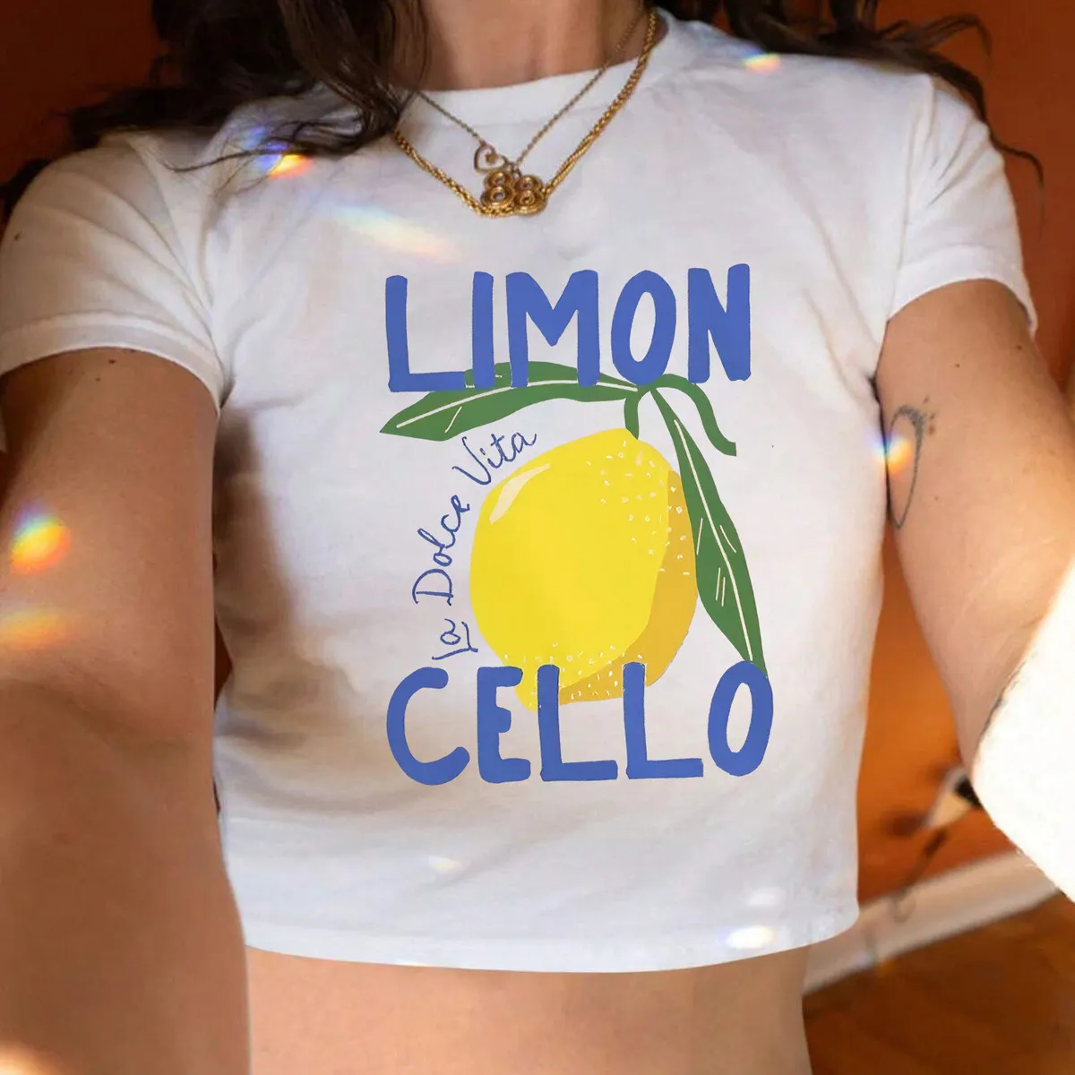 Women's Slim-Fit Fruit Printed Crop Top T-Shirt