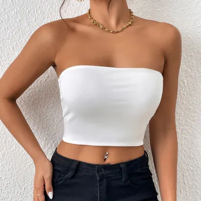 Women Fashion Sexy Solid Color Slim Fit Tube Top