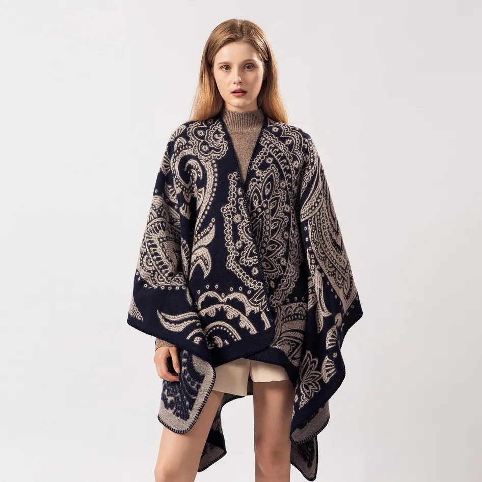 Women's Fashion Casual Geometric Floral Patterned Long Warm Shawl Scarf