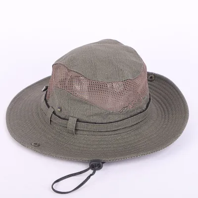 Men Fashion Casual Mesh Big Brim Drawstring Sun Hat