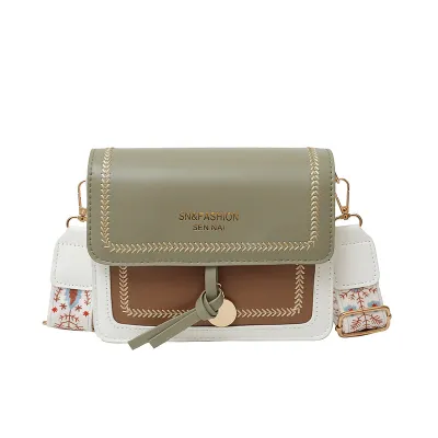 Women Fashion Casual Contrast Color Small Square PU Shoulder Bag