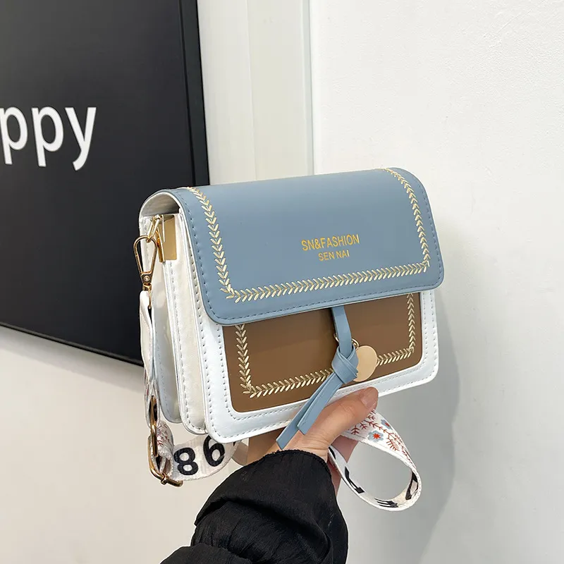 Women Fashion Casual Contrast Color Small Square PU Shoulder Bag