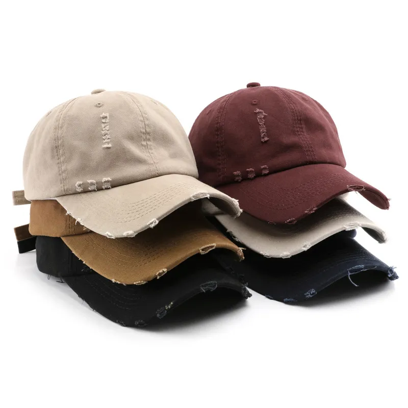 Fashion Retro Solid Color Worn-Out Cotton Baseball Cap