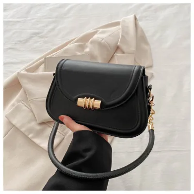 Women Fashion Casual Solid Color Chain Small Square PU Shoulder Bag