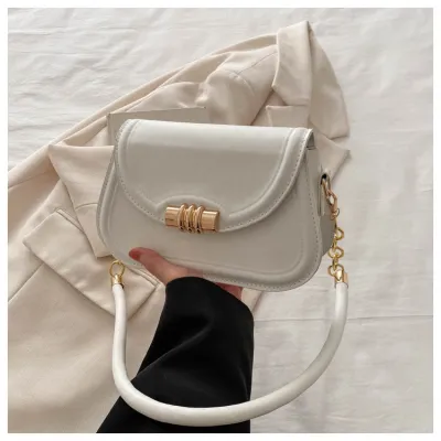 Women Fashion Casual Solid Color Chain Small Square PU Shoulder Bag