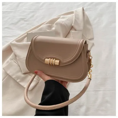 Women Fashion Casual Solid Color Chain Small Square PU Shoulder Bag