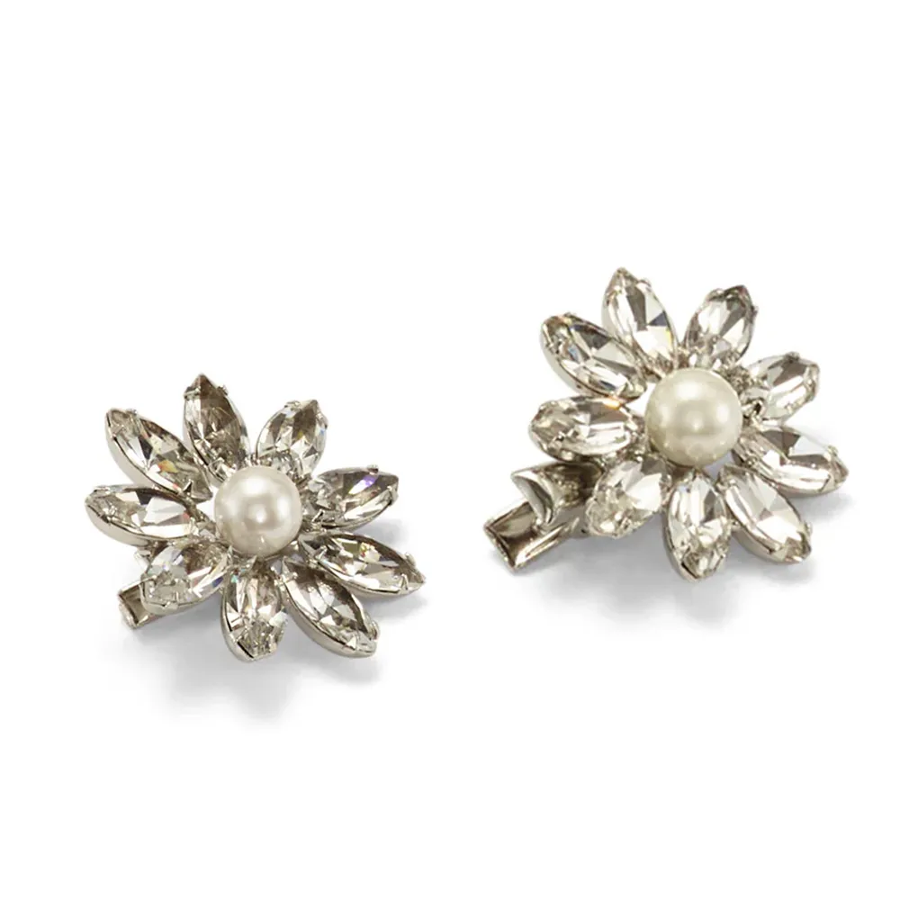 Women's Elegant Rhinestone Floral Duckbill Hair Clip Sweet Style
