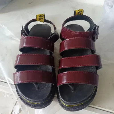 Women Casual Solid Color Strap Platform Sandals PU Round Toe