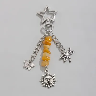 Fashion Star Moon Tooth Turquoise Tassel Chain Keychain Bag Ornament