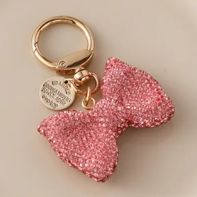 Fashion Creative Rhinestone Bowknot Metal Keychain