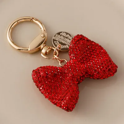 Fashion Creative Rhinestone Bowknot Metal Keychain