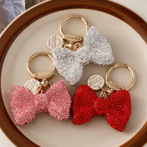 Fashion Creative Rhinestone Bowknot Metal Keychain