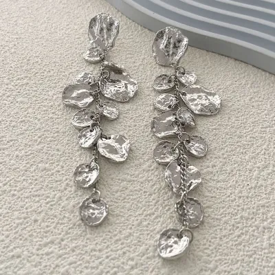 Women Fashion Retro Geometric Round Long Earrings