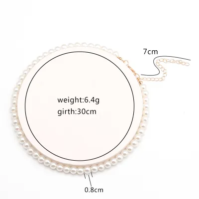 Women Fashion Elegant Simple Imitation Pearl Necklace Box Chain