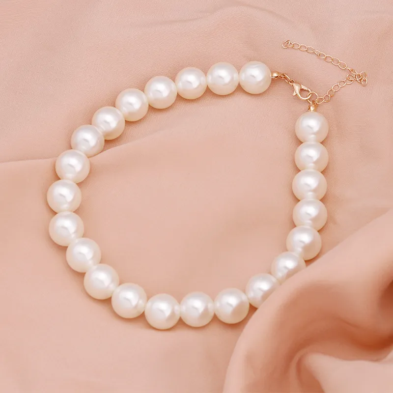 Women Fashion Elegant Simple Imitation Pearl Necklace Box Chain