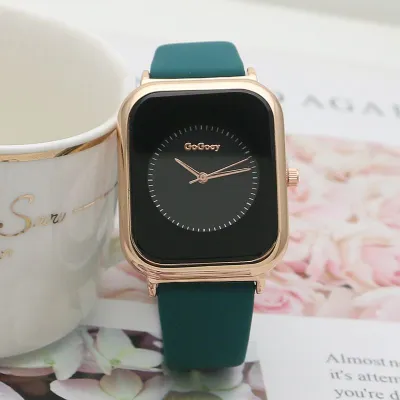 Fashion Simple Solid Color Silicone Band Rectangular Dial Quartz Watch