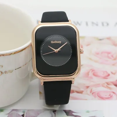 Fashion Simple Solid Color Silicone Band Rectangular Dial Quartz Watch