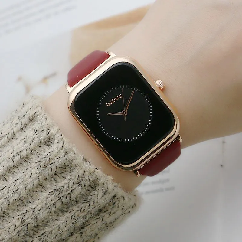 Fashion Simple Solid Color Silicone Band Rectangular Dial Quartz Watch