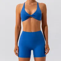 Traje deportivo transpirable de color sólido de yoga de moda para mujer