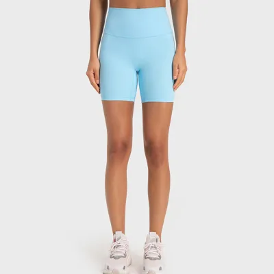 Women High Elastic Yoga Sports Shorts Solid Color Tights