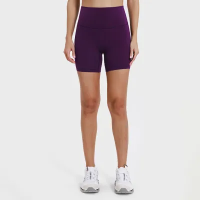 Women High Elastic Yoga Sports Shorts Solid Color Tights