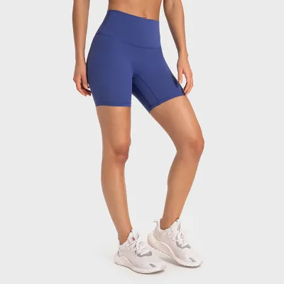 Women High Elastic Yoga Sports Shorts Solid Color Tights