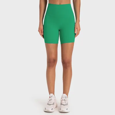 Women High Elastic Yoga Sports Shorts Solid Color Tights