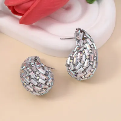 Women's Fashion Gradient Multicolor Water Drop Rhinestone Drop Earrings