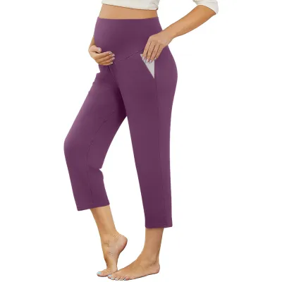 Pregnant Women Casual Solid Color Slim-Fit Yoga Pants