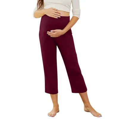 Pregnant Women Casual Solid Color Slim-Fit Yoga Pants