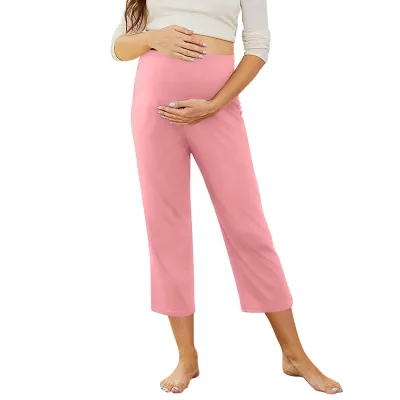 Pregnant Women Casual Solid Color Slim-Fit Yoga Pants