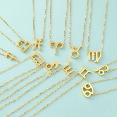 Women Fashion Simple 12 Zodiac Titanium Steel Necklace