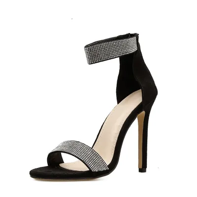 Women Fashion Rhinestone Zipper High Heeled Shoes