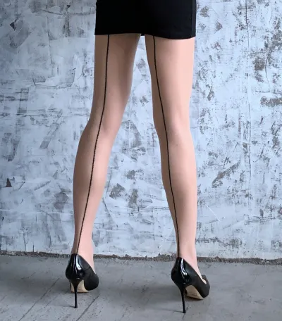 Women Fashion Sexy Invisible Black Vertical Strip Stockings